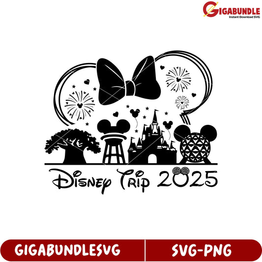 Disney Trip 2025 SVG Graphic featuring Iconic Parks and Celebrations