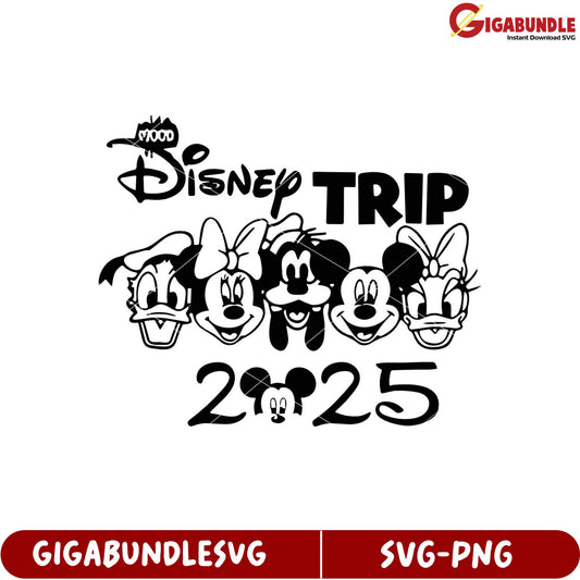Disney Trip Design SVG Featuring Classic Characters for 2025 Fun