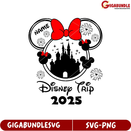 Disney Trip SVG Design 2025 Customizable Name Mickey Mouse Castle