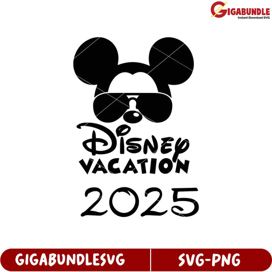 Disney Vacation 2025 SVG Design Featuring Iconic Mickey Mouse Theme