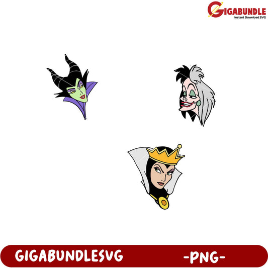 Disney Villains Heads PNG Clipart for Creative Projects
