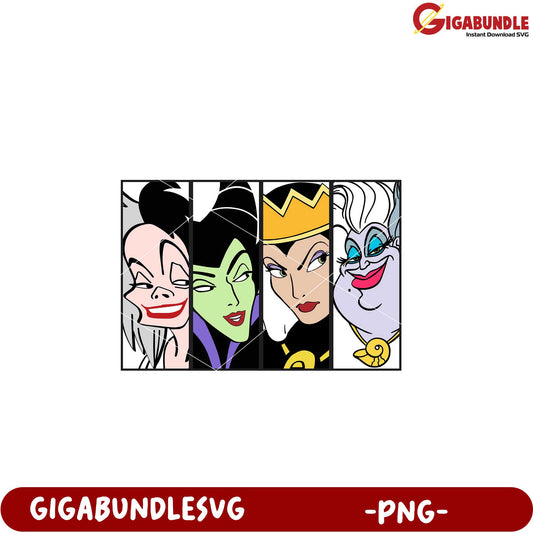 Disney Villains Illustration Art PNG Downloadable File