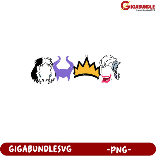 Disney Villains and Princesses Character PNG Artwork