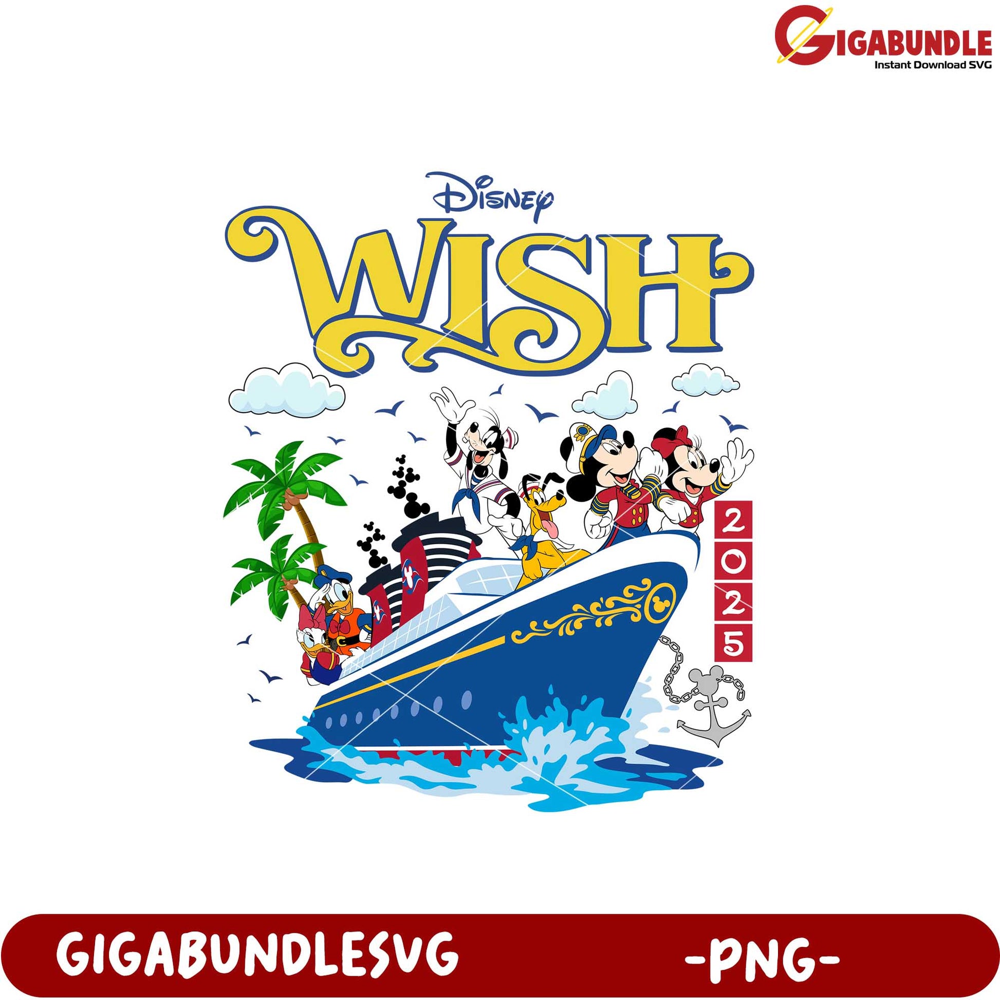 Disney Wish Adventure Character Cruise PNG Design 2025