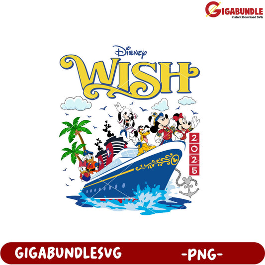 Disney Wish Adventure Character Cruise PNG Design 2025