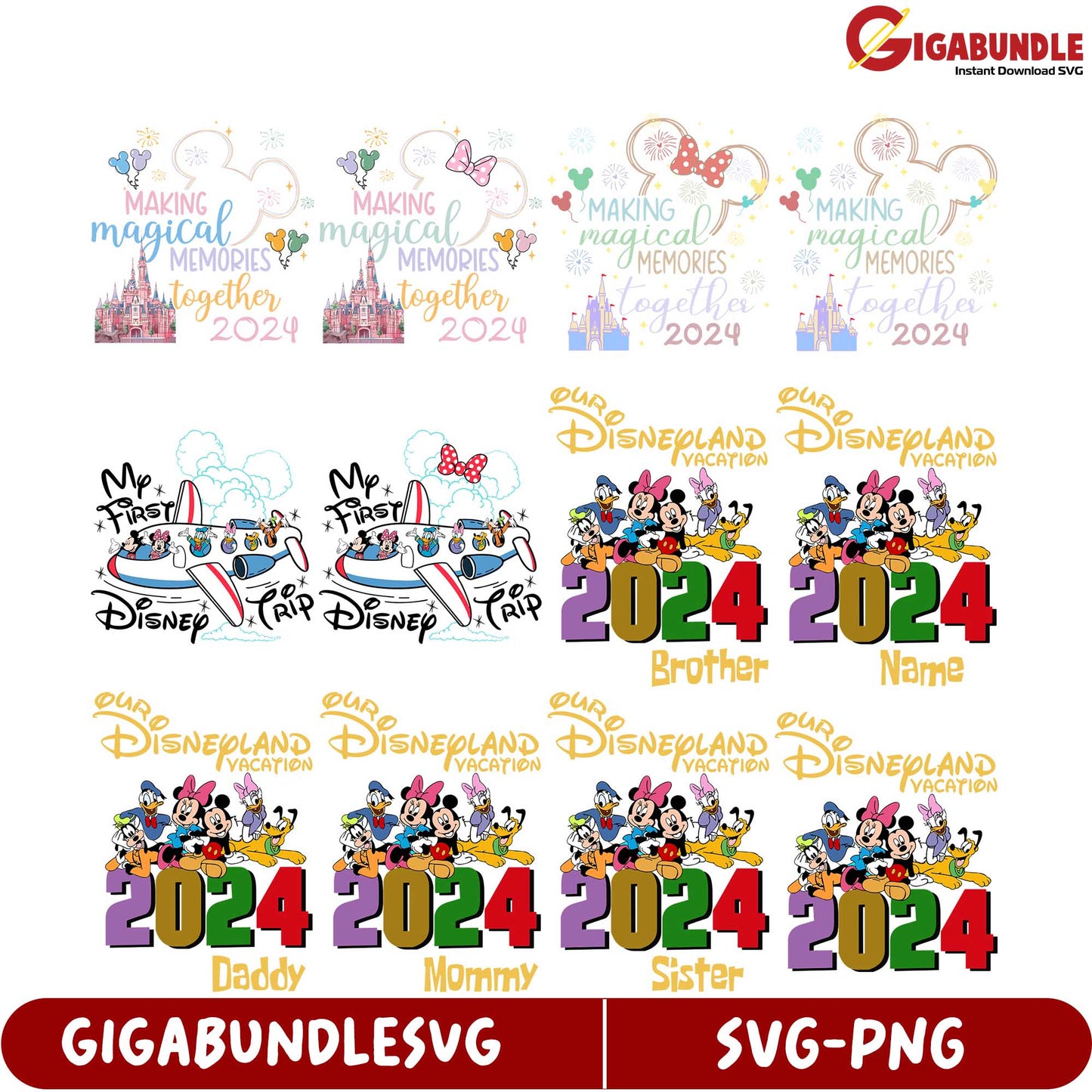 Disneyland 2024 SVG Bundle for Magical Family Memories
