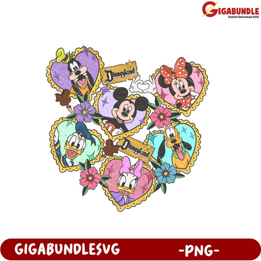 Disneyland Character Hearts PNG Cute Graphic Design Collection