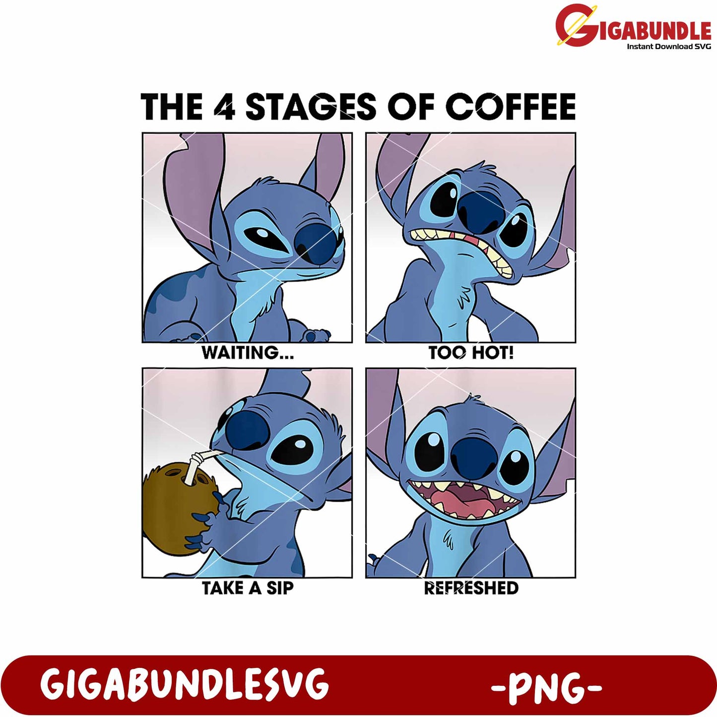 Disney lilo stitch 4 stages of coffee png, lilo and stitch the movie png