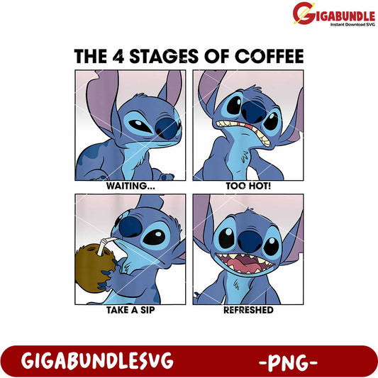 Disney lilo stitch 4 stages of coffee png, lilo and stitch the movie png