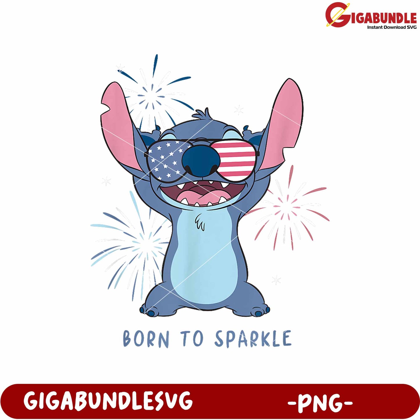Disney lilo stitch 4th of july born to sparkle americana png, patriotic disney design png