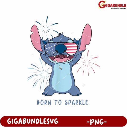 Disney lilo stitch 4th of july born to sparkle americana png, patriotic disney design png
