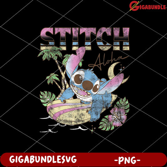 Disney lilo stitch aloha tropic surf stitch png, tropical disney stitch png