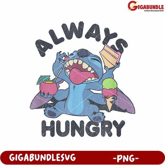 Disney lilo stitch always hungry eating png, funny disney stitch design png, lilo and stitch png