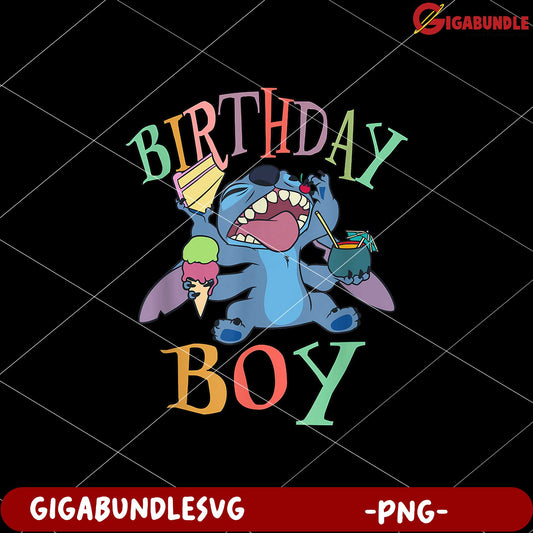 Disney lilo stitch birthday boy stitch enjoying png, disney stitch celebration png