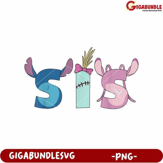 Disney lilo stitch bro sis birthday gift png, adorable blue alien png
