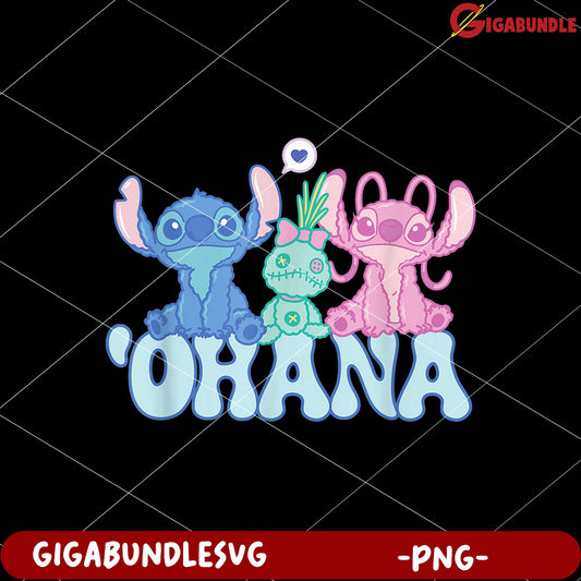 Disney stitch with angel and scrump fluffy cute ohana png, adorable disney trio png