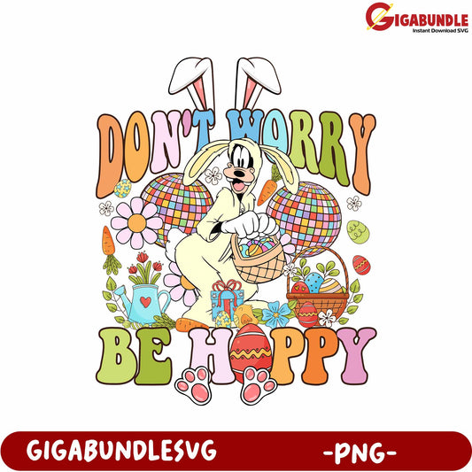 Don't Worry Be Happy Bunny PNG Design for Easter Celebrations