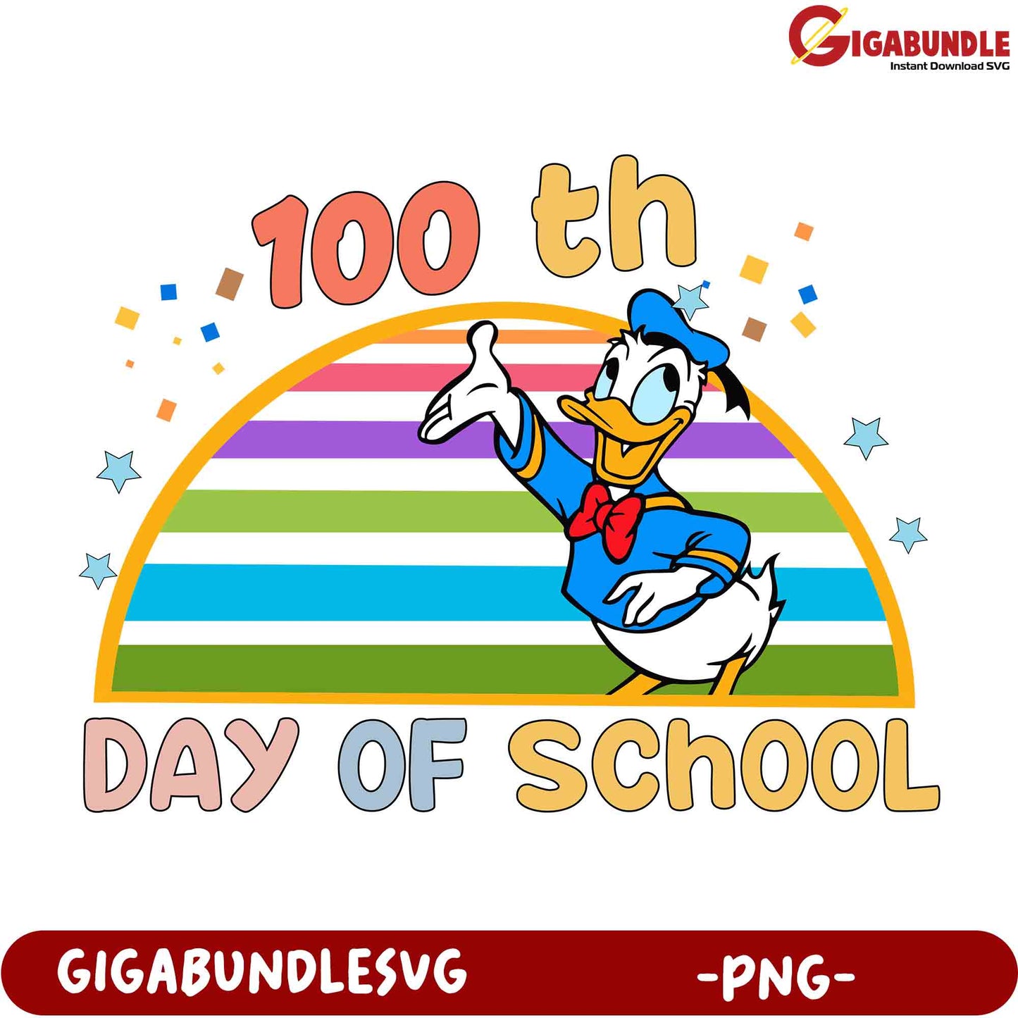 Donald Duck 100th Day of School PNG