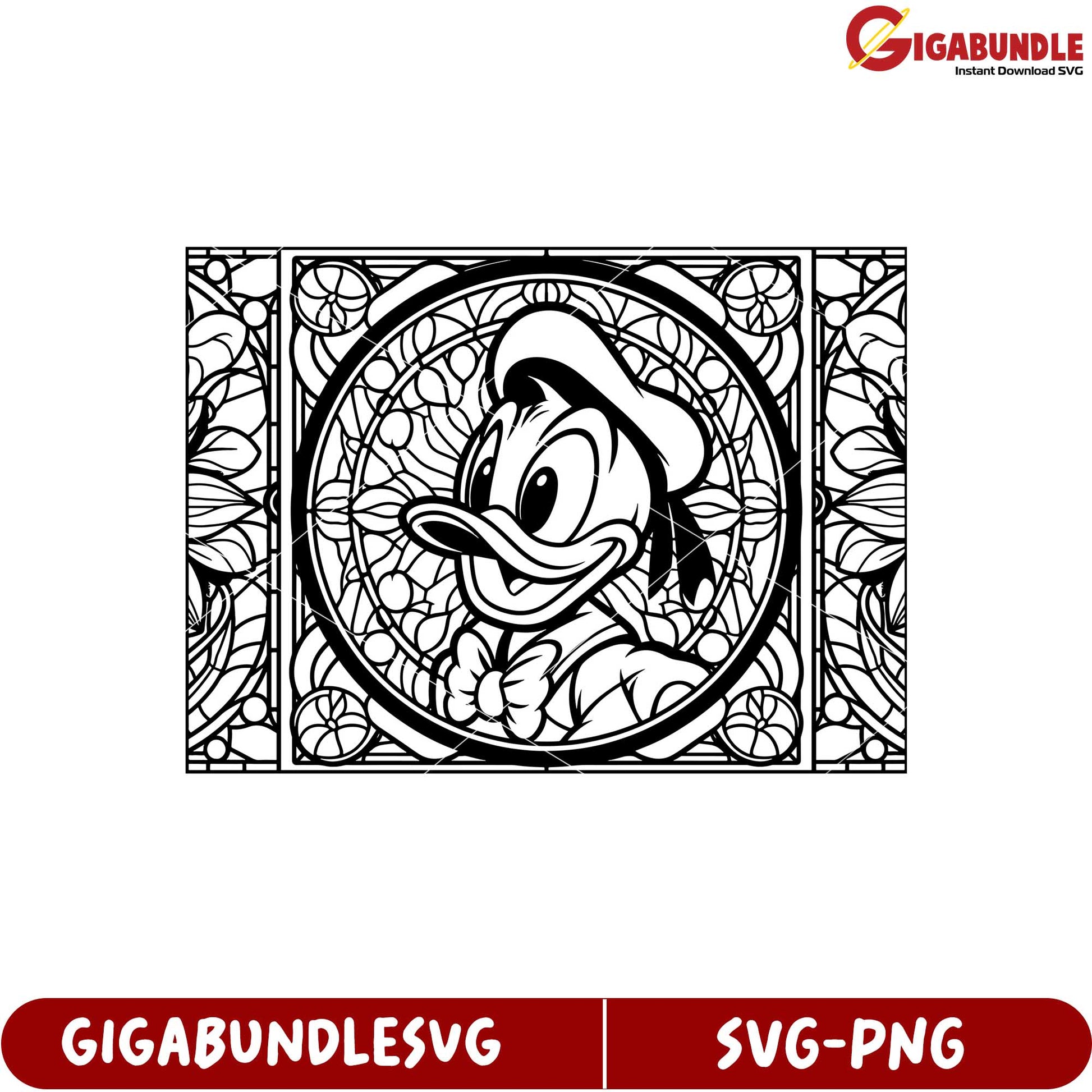 Donald Duck Stained Glass Design for Crafting and DIY Projects SVG