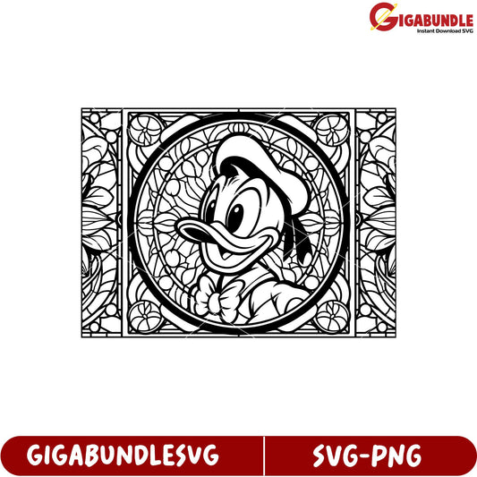 Donald Duck Stained Glass Design for Crafting and DIY Projects SVG