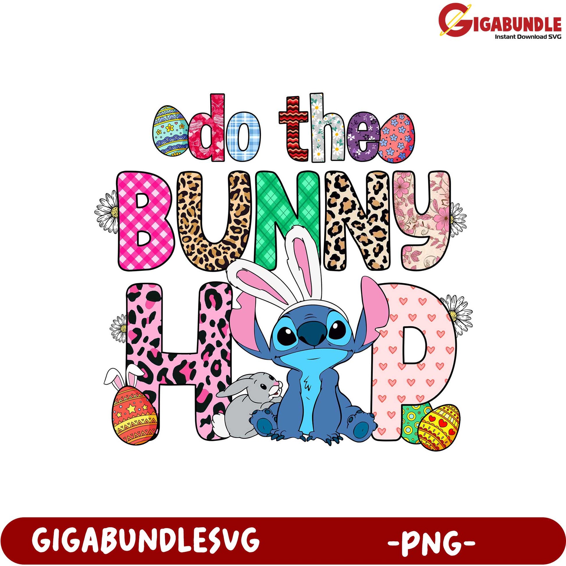 Do the Bunny Hop PNG Graphic for Easter Fun and Crafts