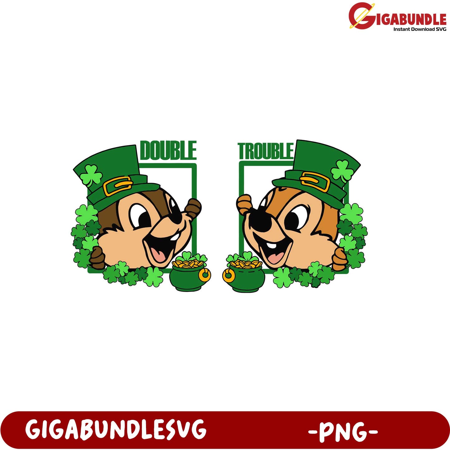 Double Trouble Lucky Leprechaun Cartoon PNG for St. Patrick's Day