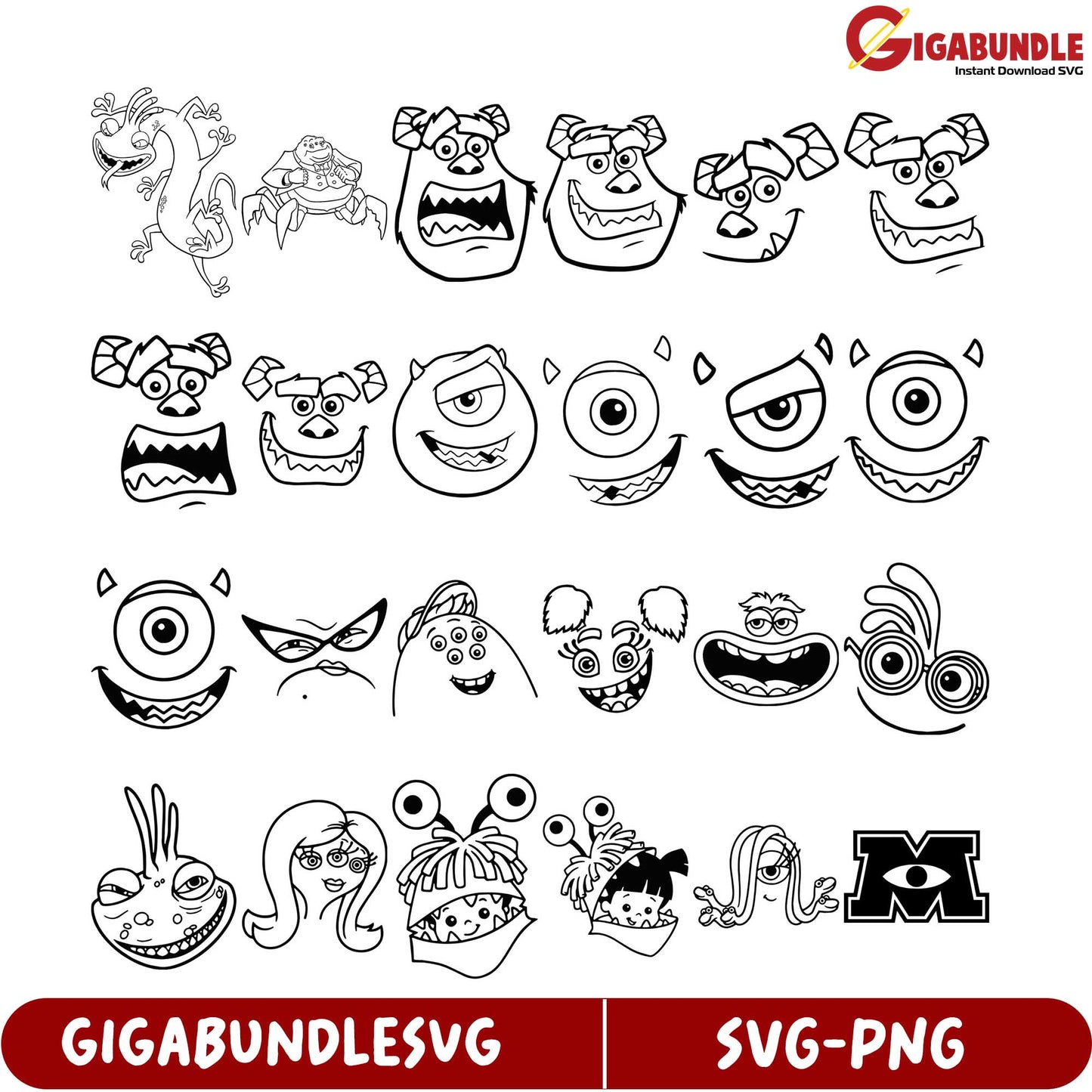 Downloadable SVG Monsters Bundle Fun Character Designs Pack