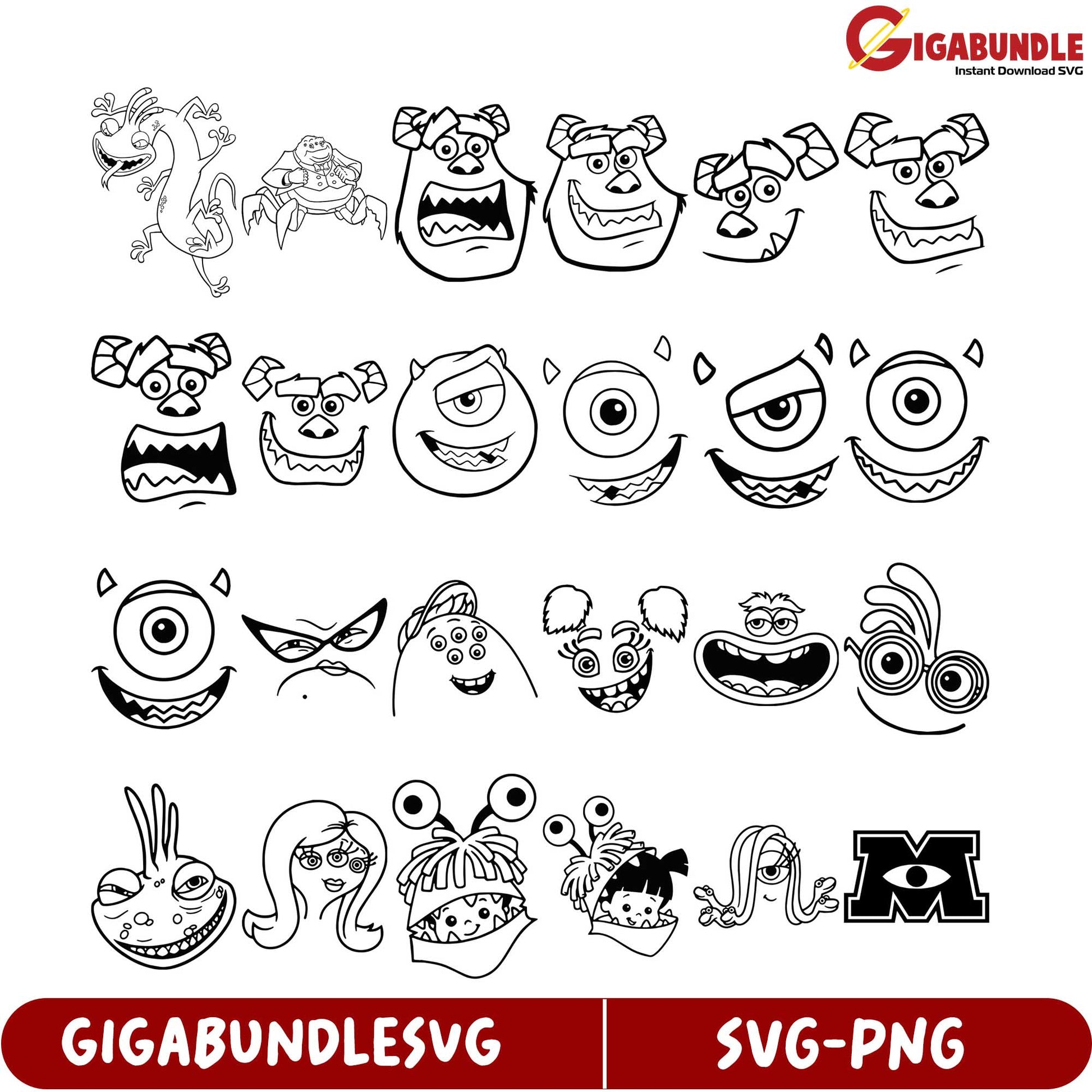 Downloadable SVG Monsters Bundle Fun Character Designs Pack