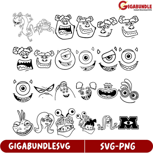 Downloadable SVG Monsters Bundle Fun Character Designs Pack