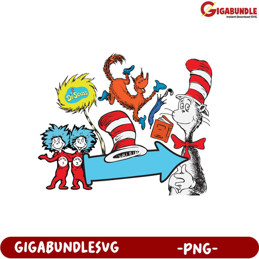 Dr. Seuss Cat in the Hat PNG  Whimsical Illustrated Design