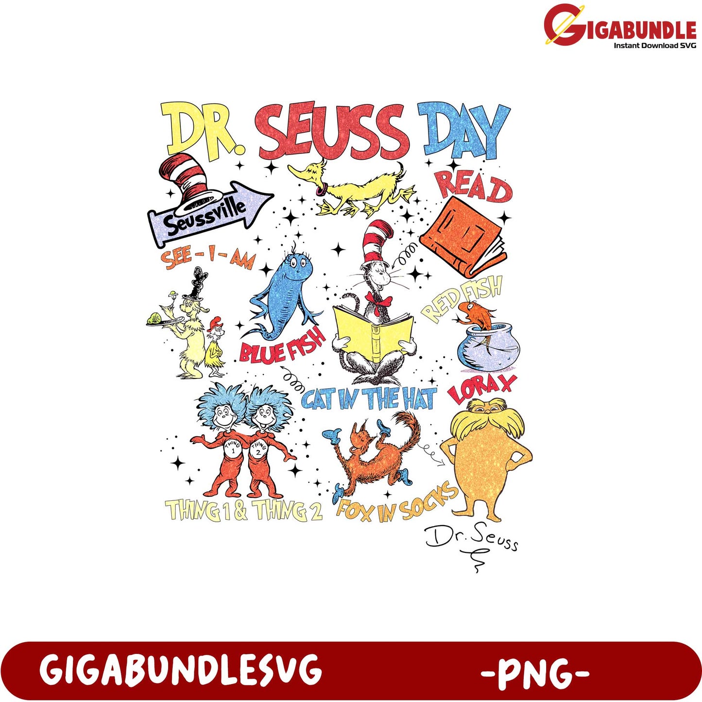 Dr. Seuss Day PNG Design for Read Across America Celebrations