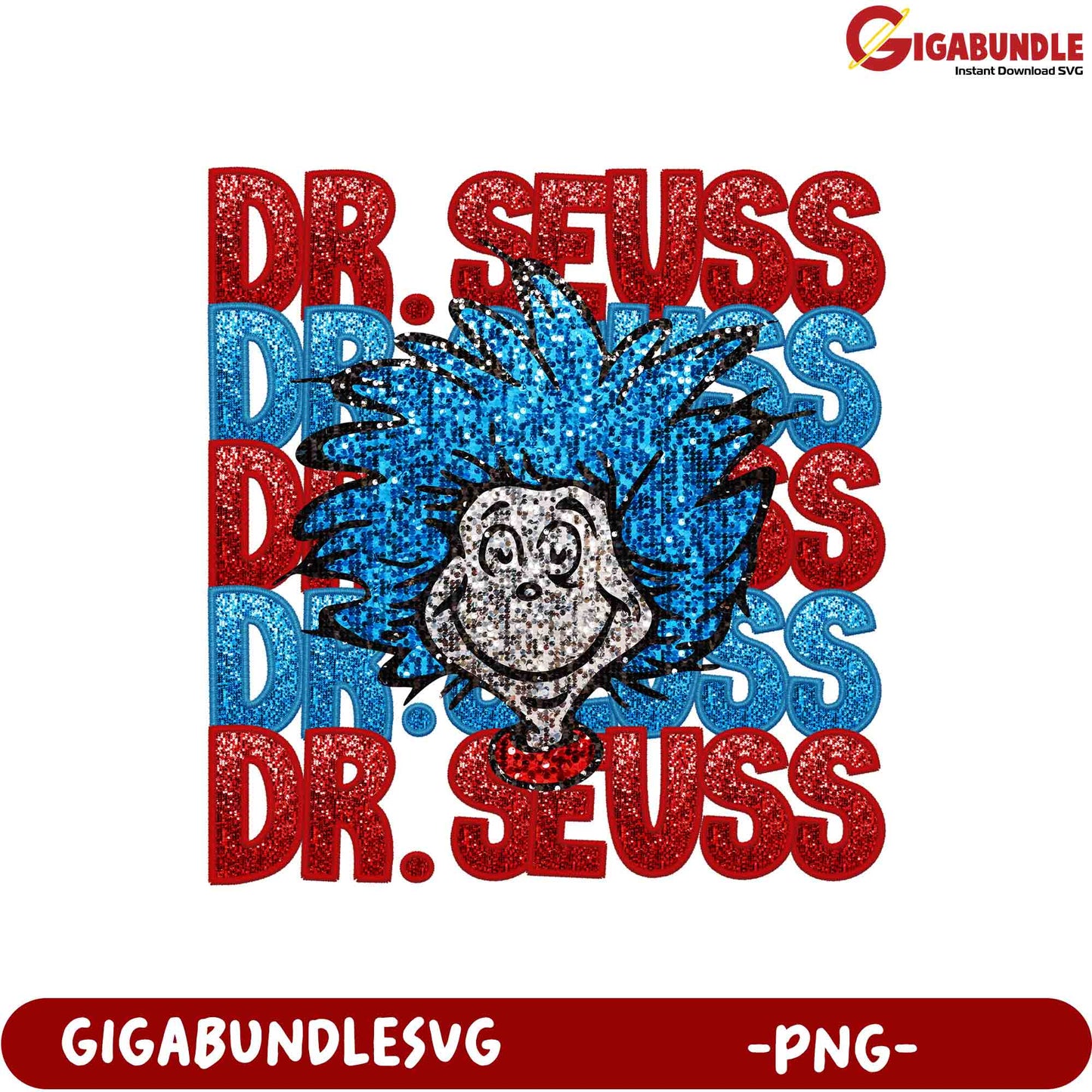 Dr. Seuss Glitter PNG Sublimation