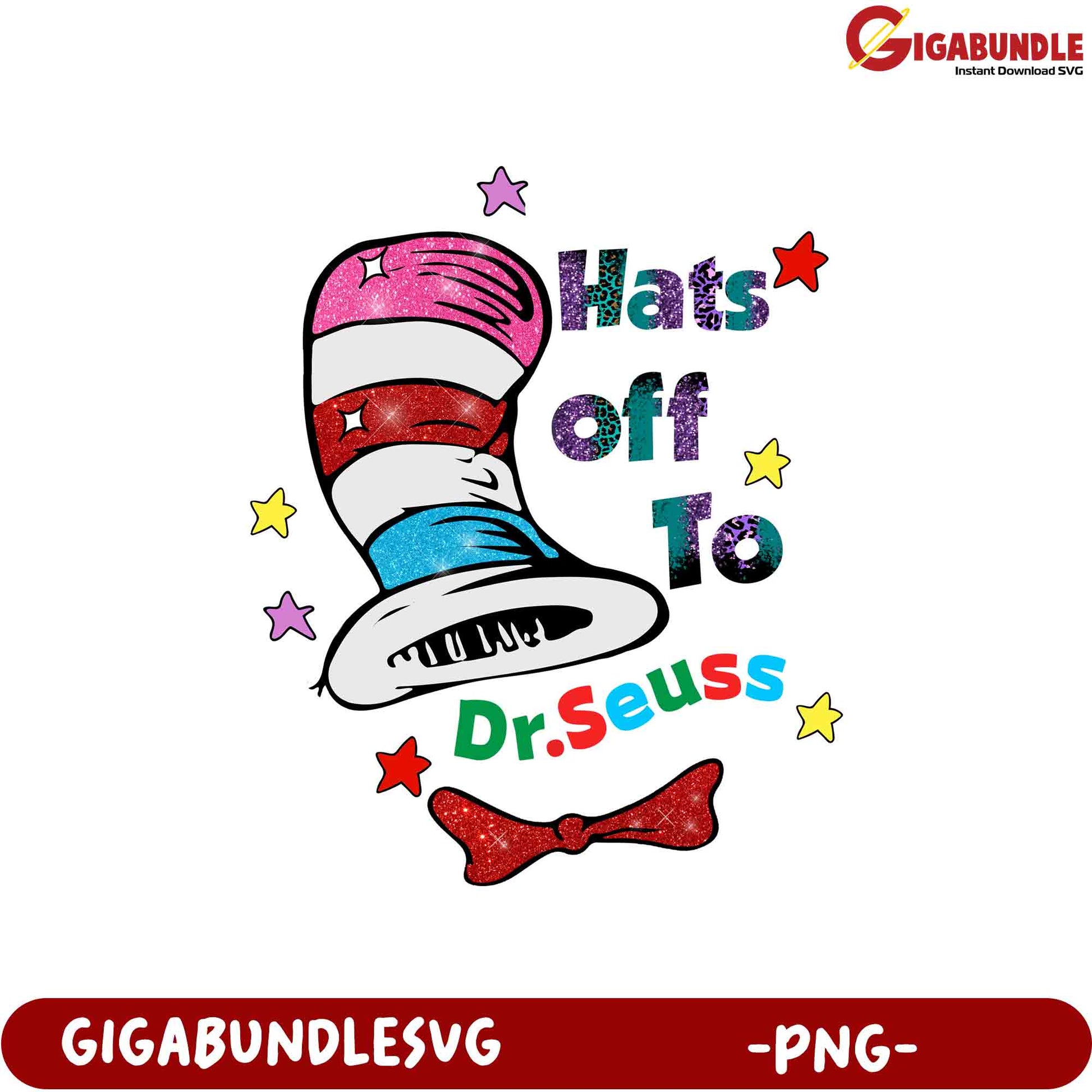 Dr. Seuss Hat PNG Glitter Design