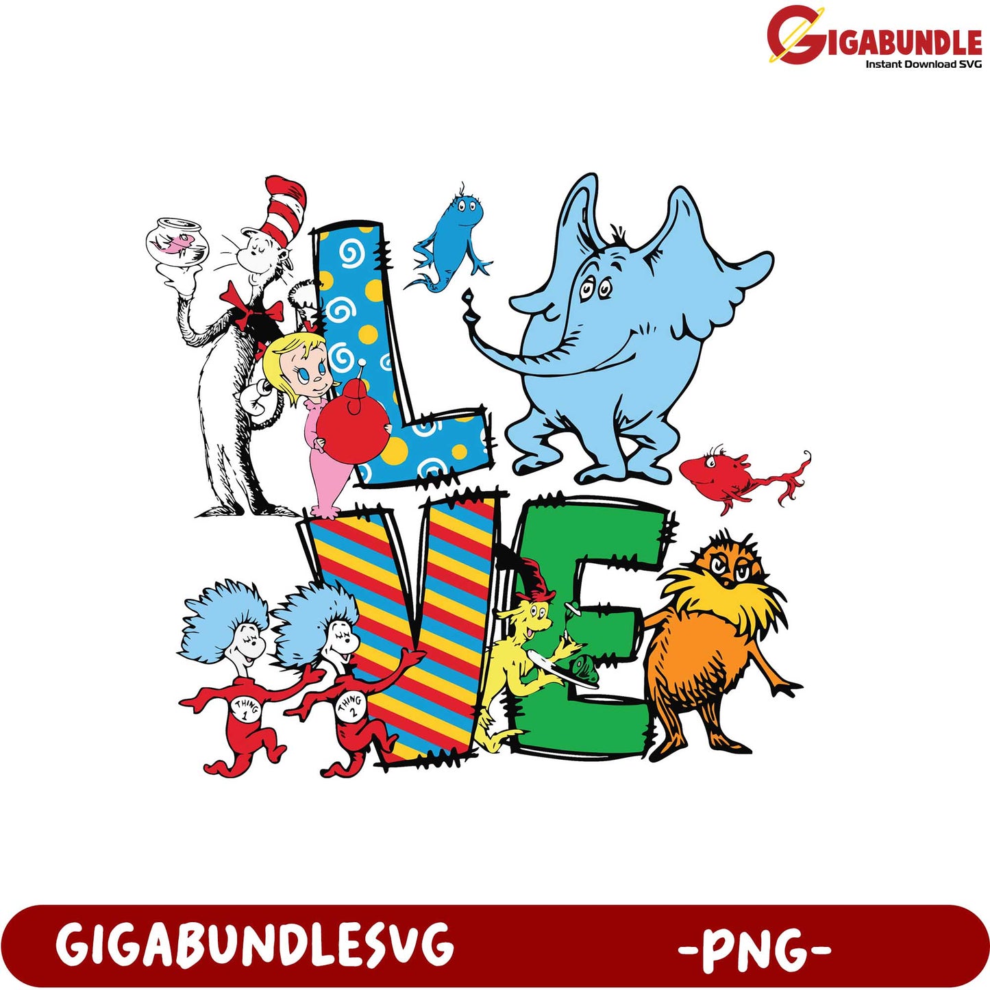 Dr. Seuss Inspired Love PNG - Fun Colorful Character Design