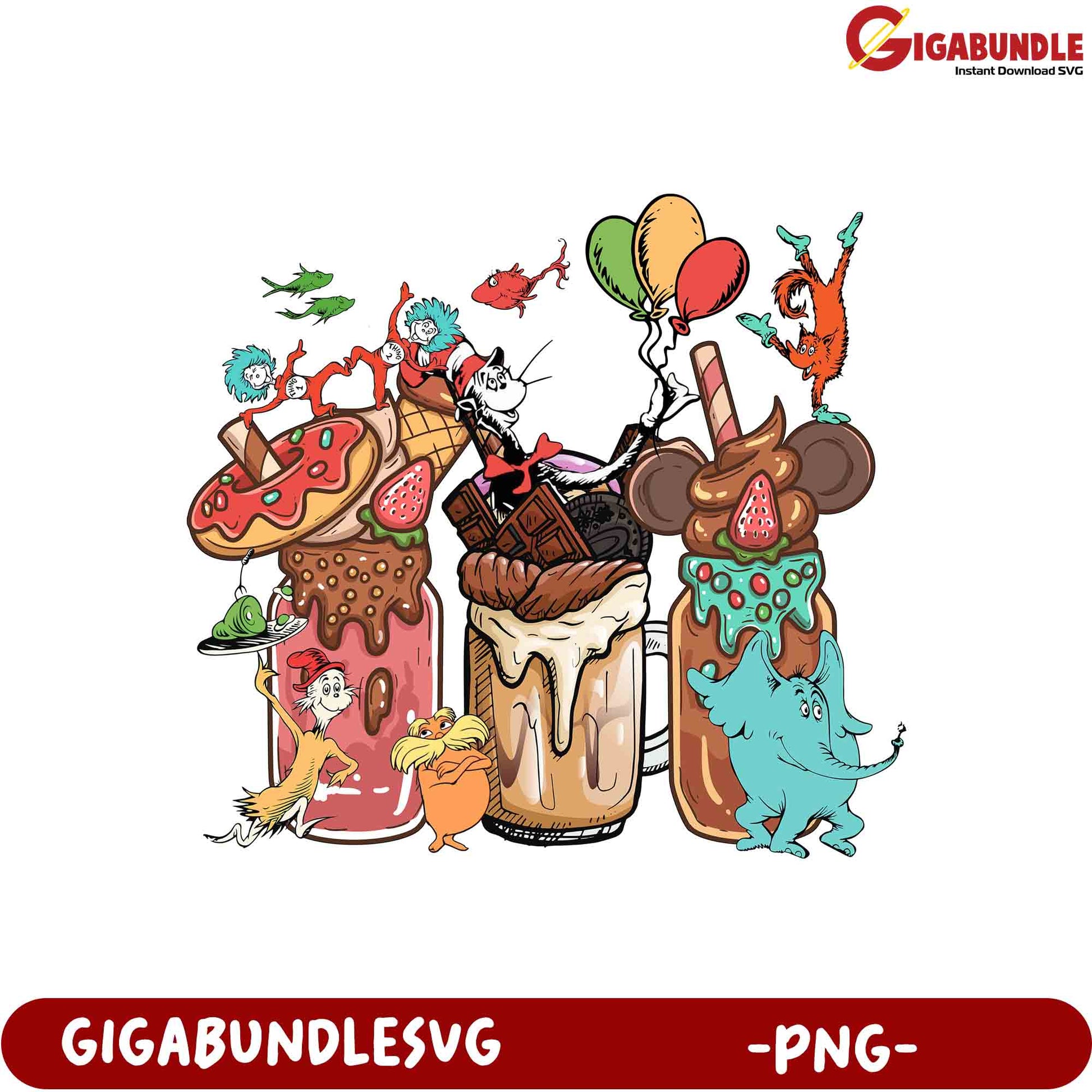 Dr. Seuss Milkshake PNG SVG Bundle