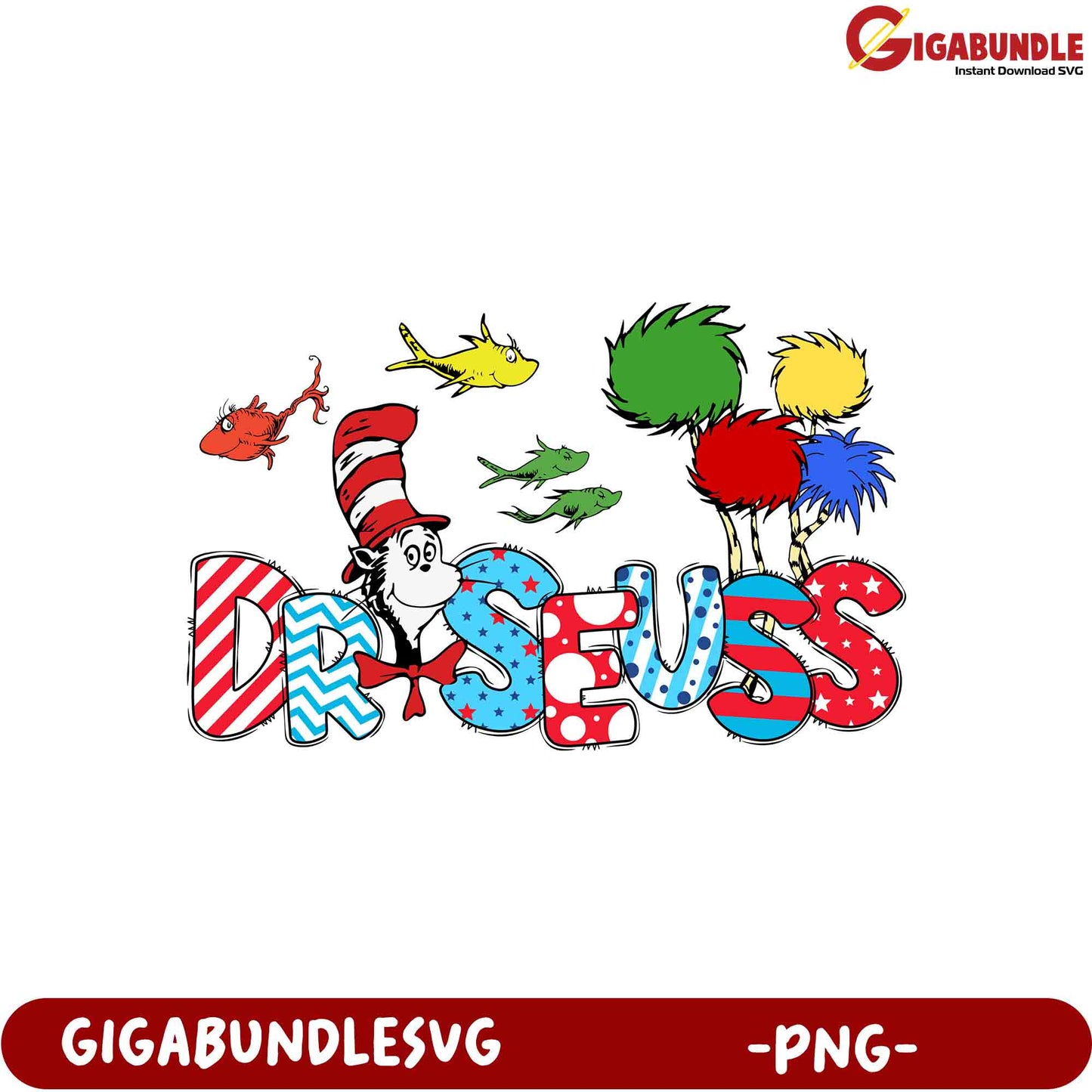 Dr. Seuss PNG Cat in the Hat Design