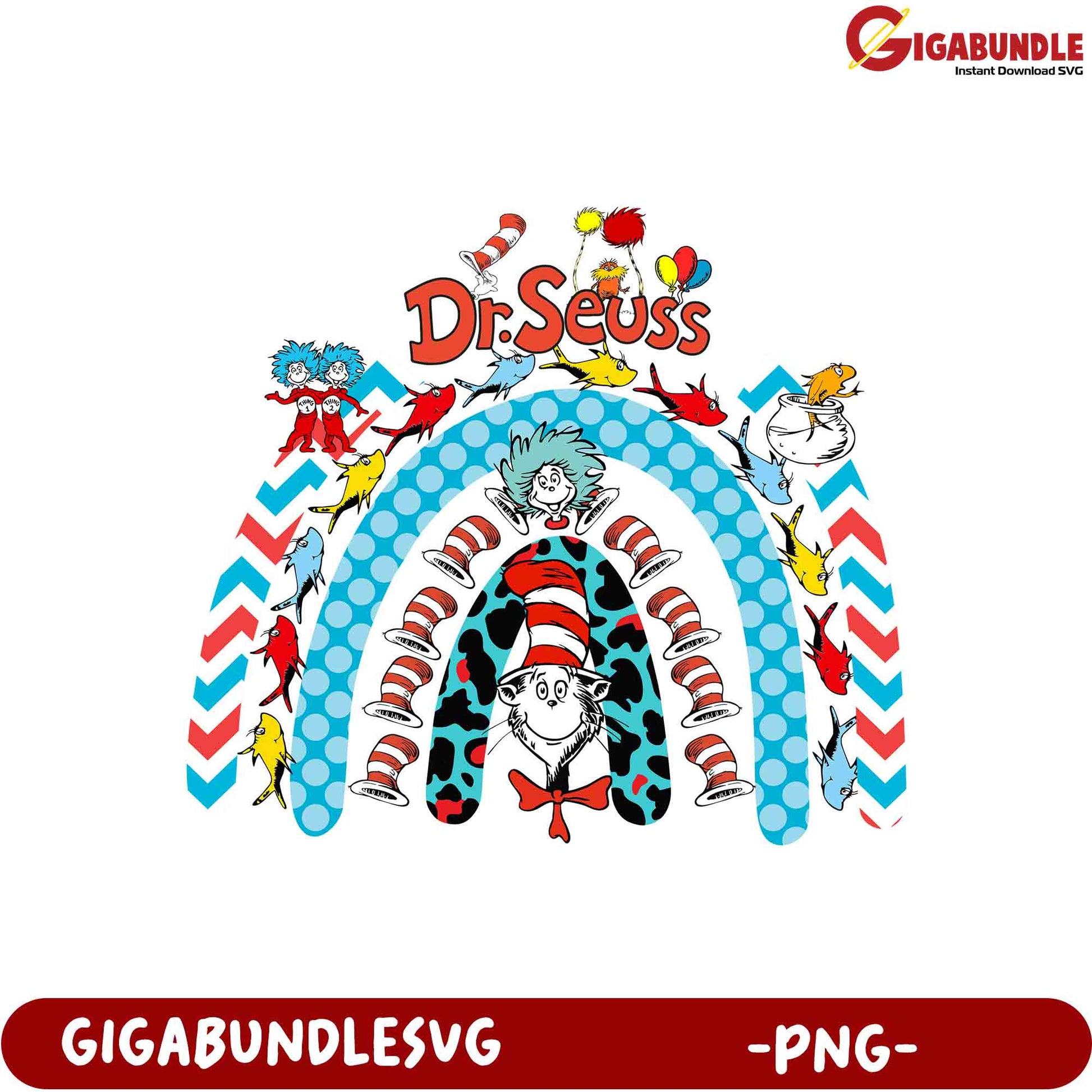 Dr. Seuss Rainbow PNG Sublimation