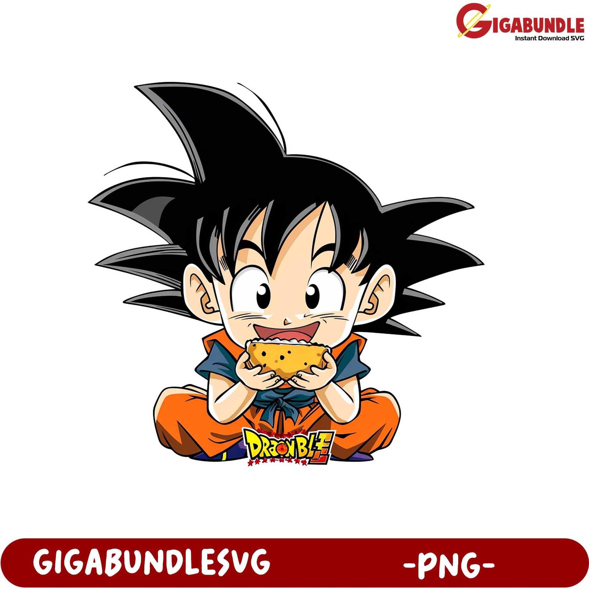 Dragon Ball character enjoying food PNG download for fans
