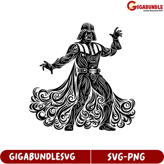 Dramatic Vintage Style Darth Vader Silhouette Design SVG Format File