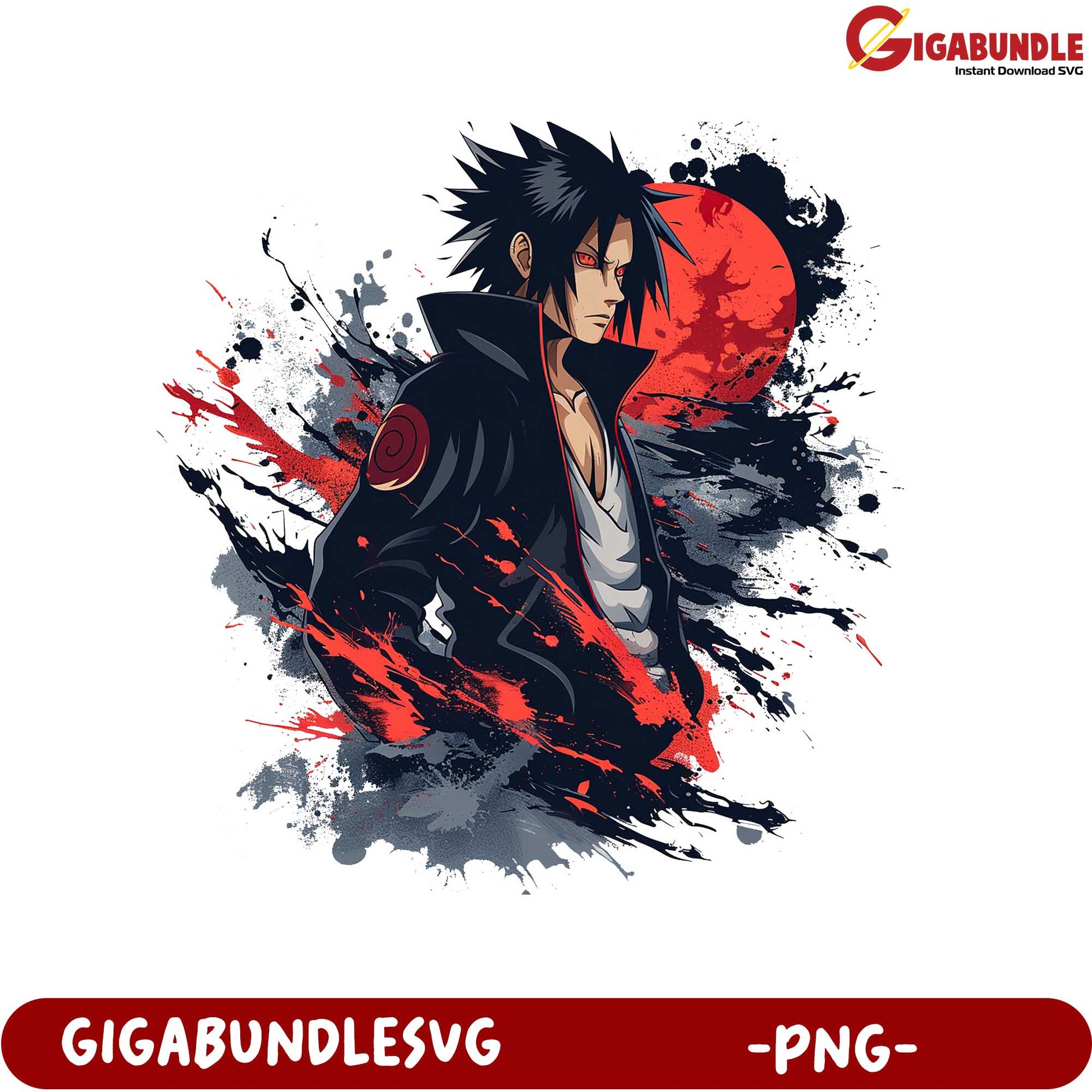 Dynamic Anime Character Design with Red Abstract Background PNG