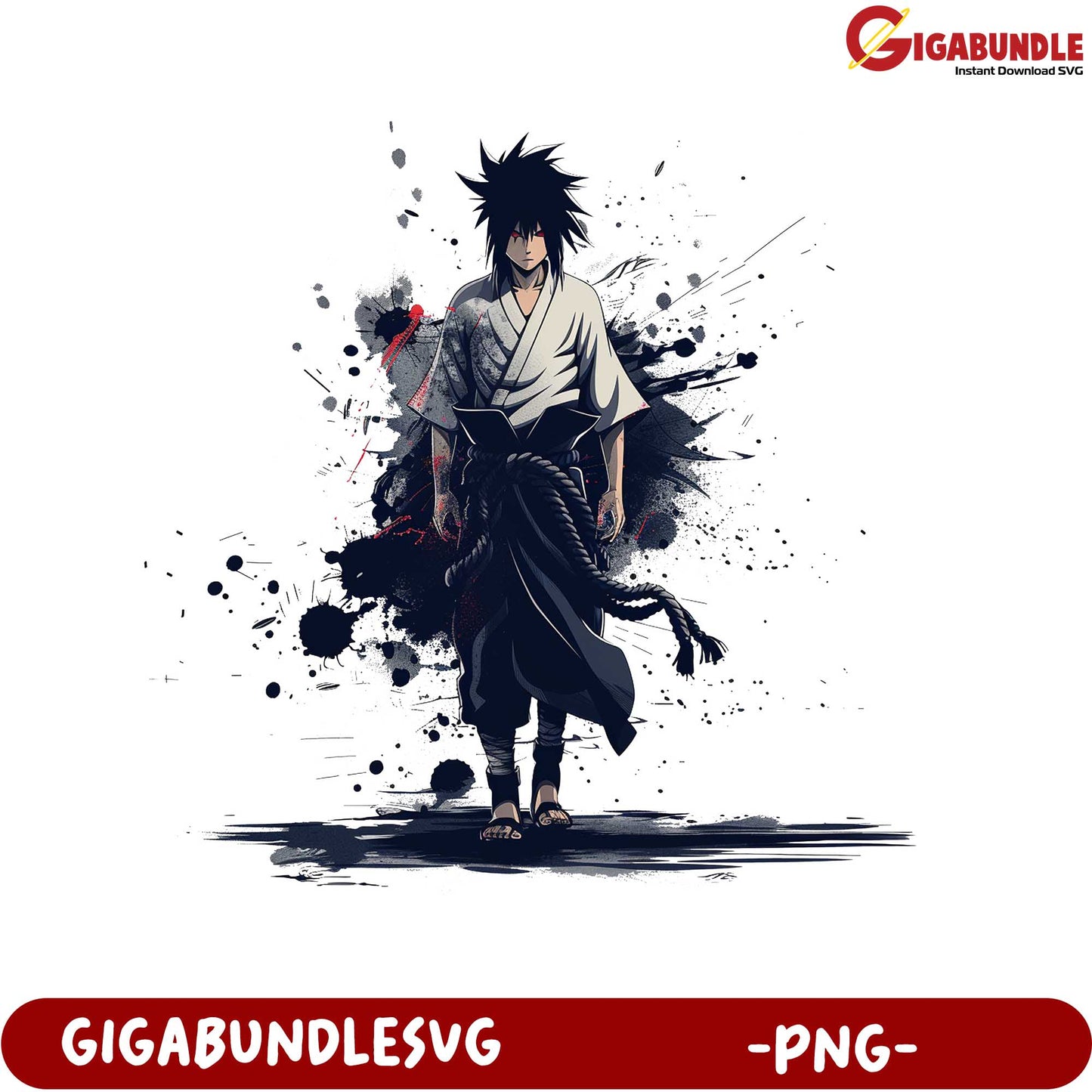 Dynamic Anime Character PNG Artwork with Bold Design Elements