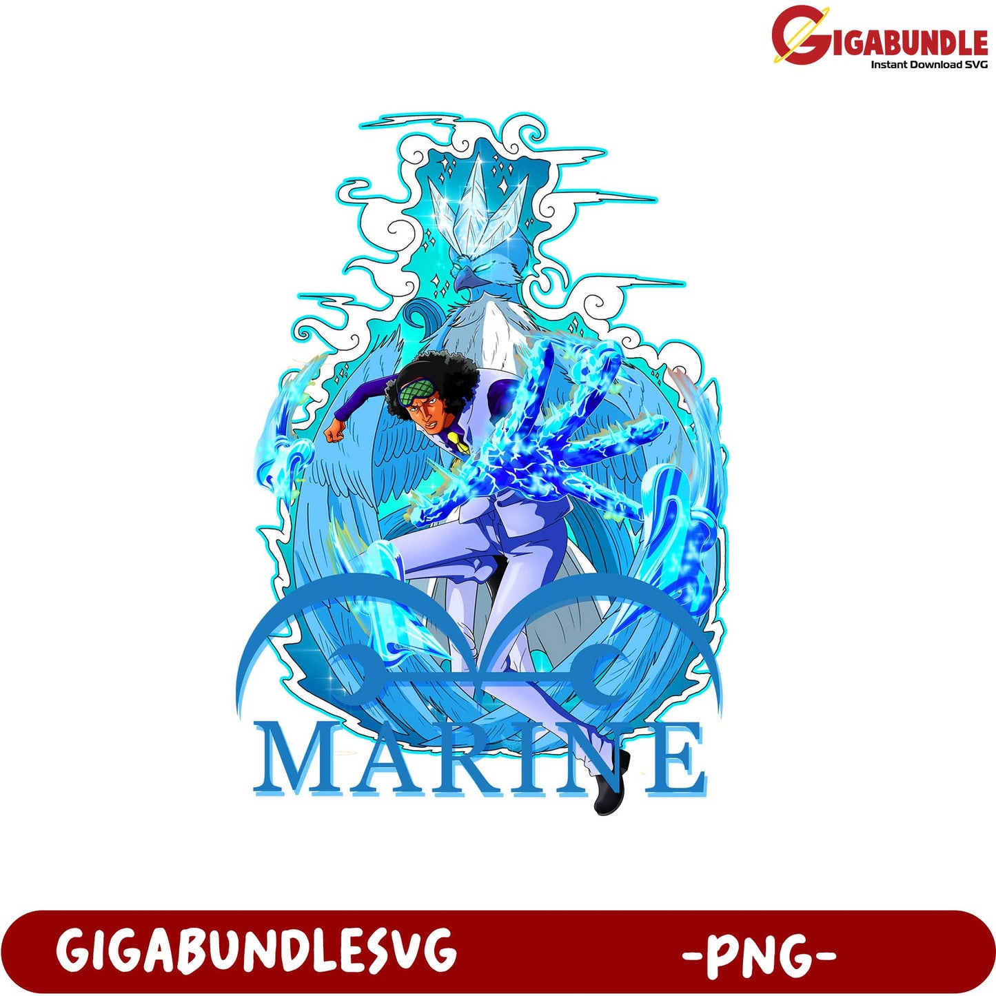 Dynamic Marine Character with Ice and Water Elements PNG Art