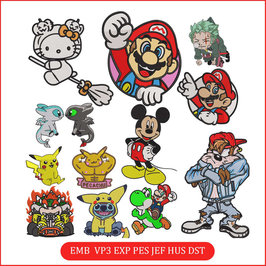 Anime Embroidery Bundle, Digital Anime Embroidery