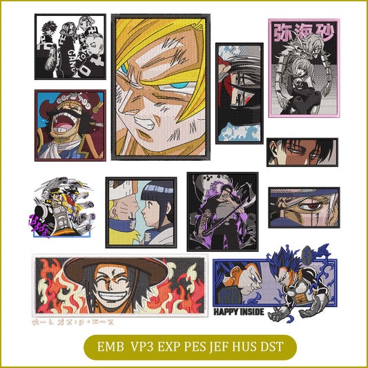 Anime Embroidery Bundle, Digital Anime Embroidery