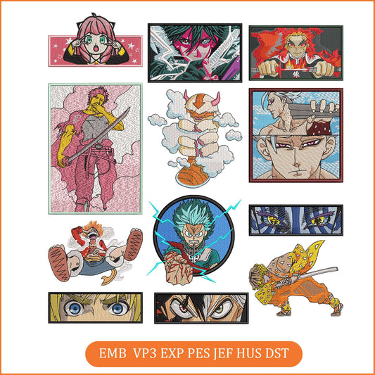 Anime Embroidery Bundle, Digital Anime Embroidery