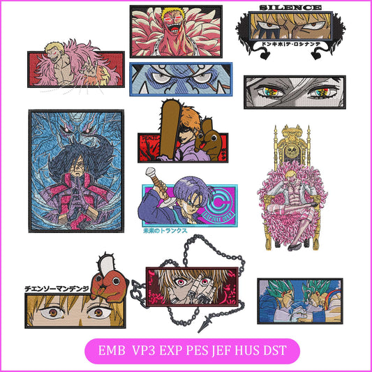 Anime Embroidery Bundle, Digital Anime Embroidery