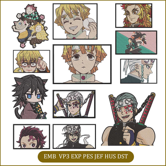 Anime Embroidery Bundle, Digital Anime Embroidery