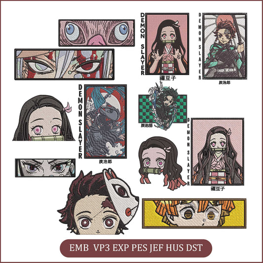 Anime Embroidery Bundle, Digital Anime Embroidery
