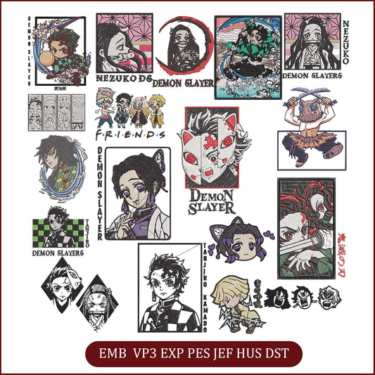 Anime Embroidery Bundle, Digital Anime Embroidery