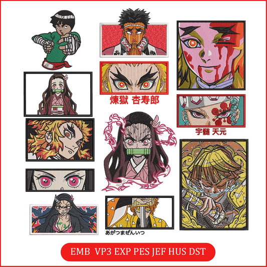 Anime Embroidery Bundle, Digital Anime Embroidery